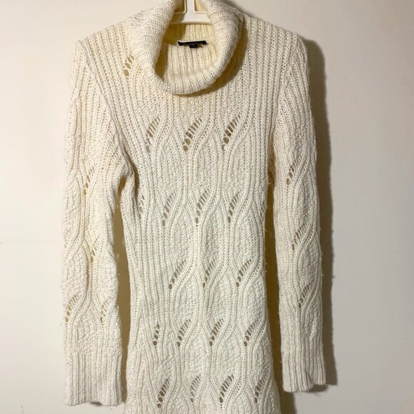 Bebe Tunic Sweater - Off White with Gold Sparkle - Women's S - Picture 1 of 3